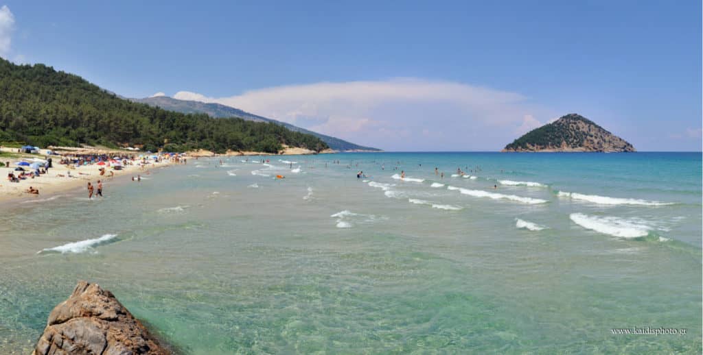 Paradise beach beautiful sandy beach in Thassos Island Greece 