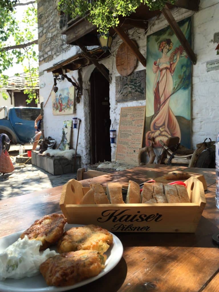 Traditional Greek lunch at Kastro village Thassos 