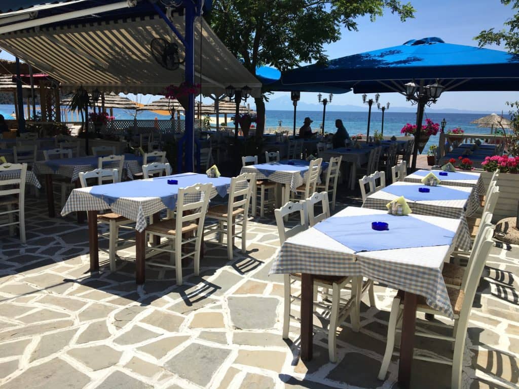 Greek taverna in Thassos by the sea