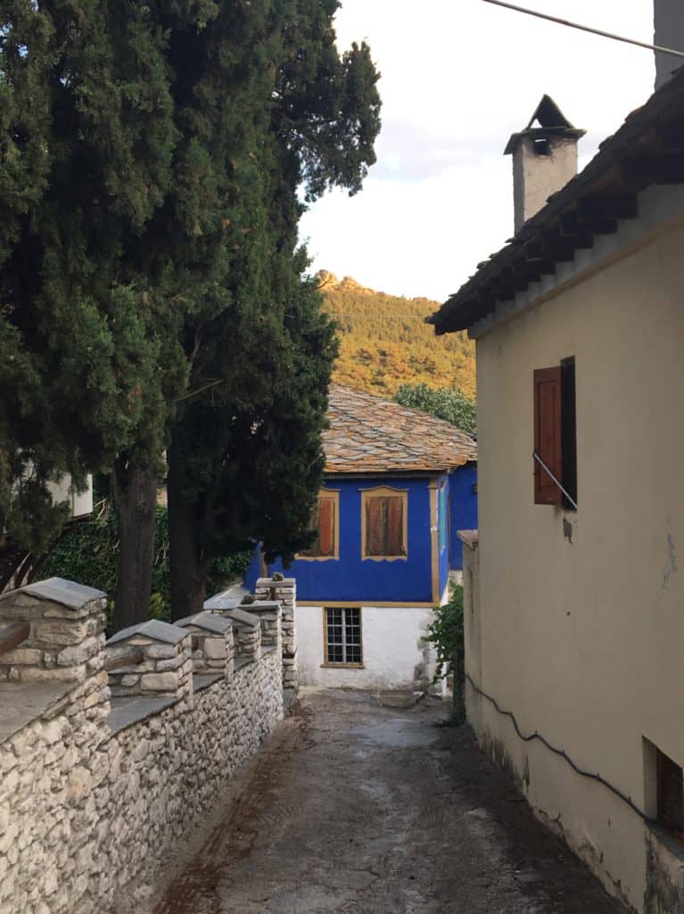 blue house at Theologos village 