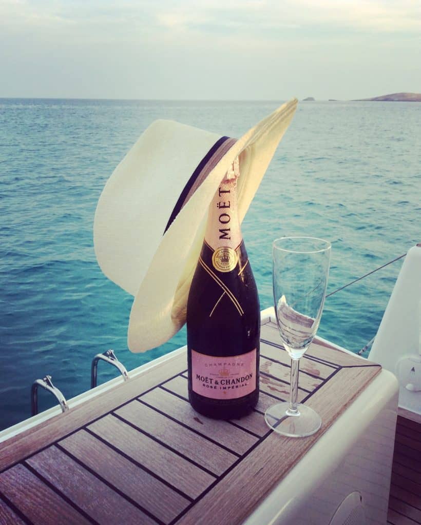 Moet champagne at Aeolus yacht 