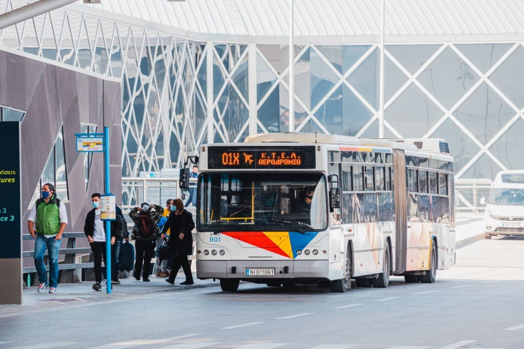 Bus at the final stop in Thessaloniki Airport