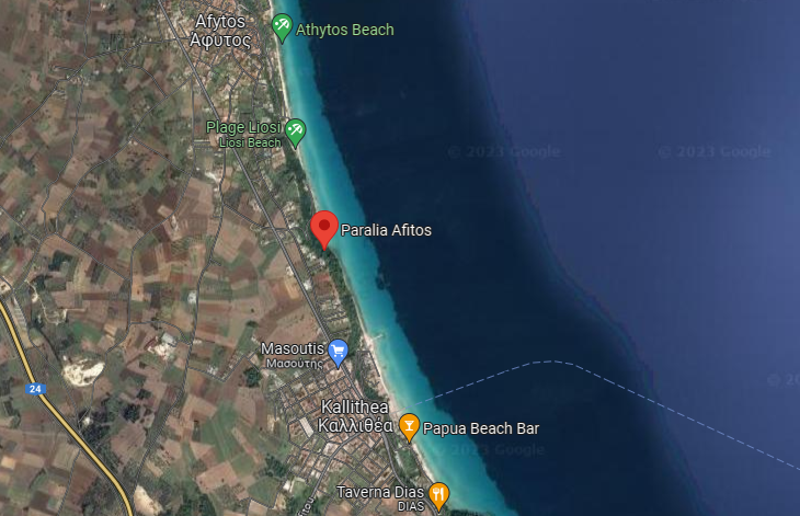 Afytos Beach Map